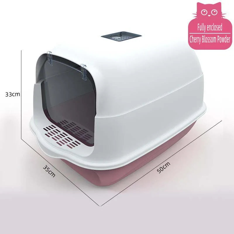 Fully Enclosed Cat Litter Box Spillproof Deodorised Large Capacity Cat Toilet with Easy Clean Design