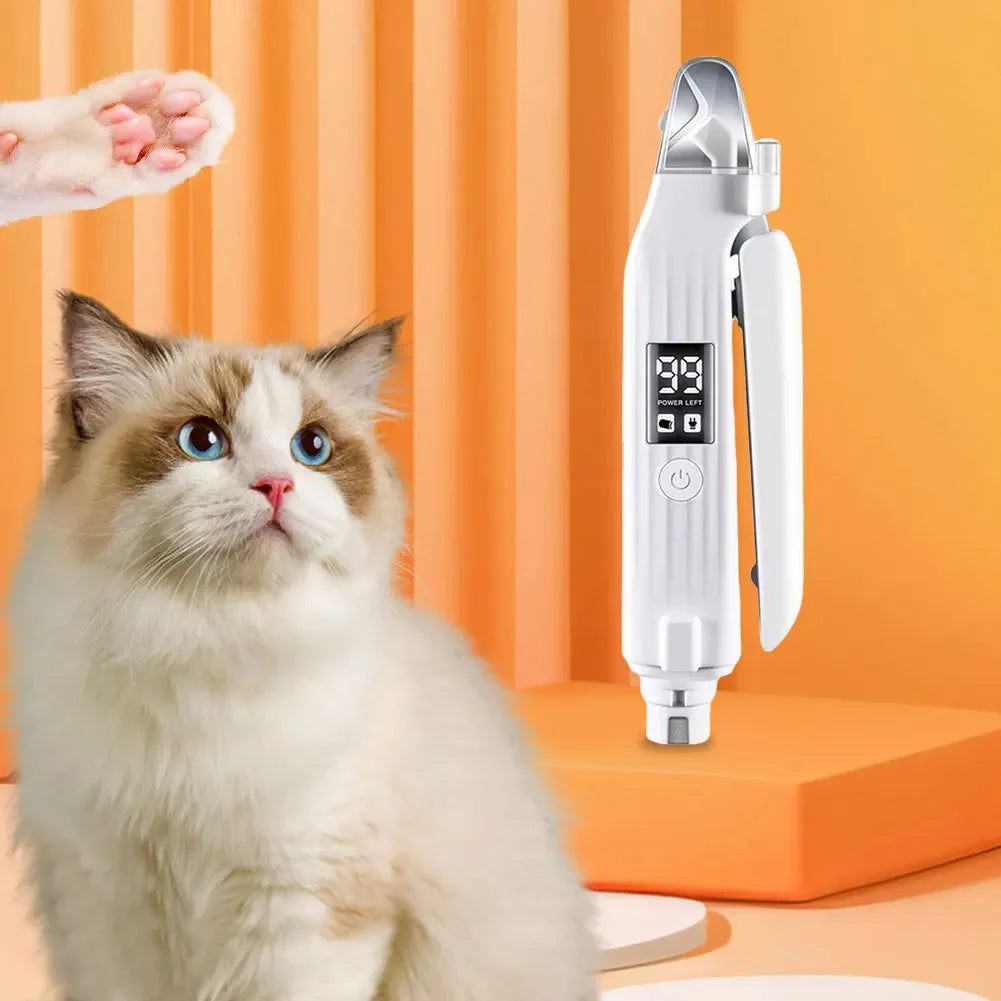 2-in-1 Dog & Cat Nail Grinder | Quiet Rechargeable Clipper with LED