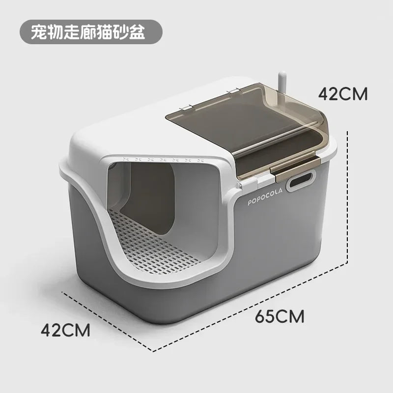 Corridor Enclosed Cat Litter Box Anti Splash Odor Control Walk Through Easy Clean