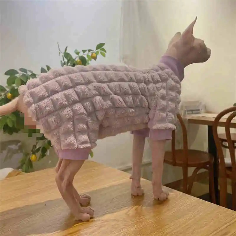 Warm Turtleneck Cat Sweater Soft Fleece Winter Coat for Hairless and Short Hair Cats
