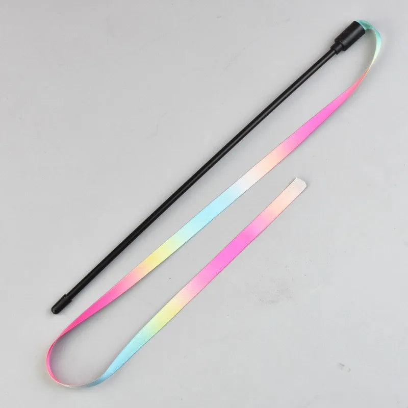 Cat Teaser Wand Toy | Interactive Rainbow Stick Toy for Cats