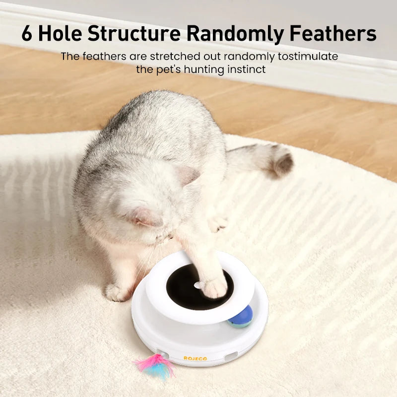 Smart Interactive Cat Toy 2 in 1 Automatic Feather and Ball Toy with Multiple Modes
