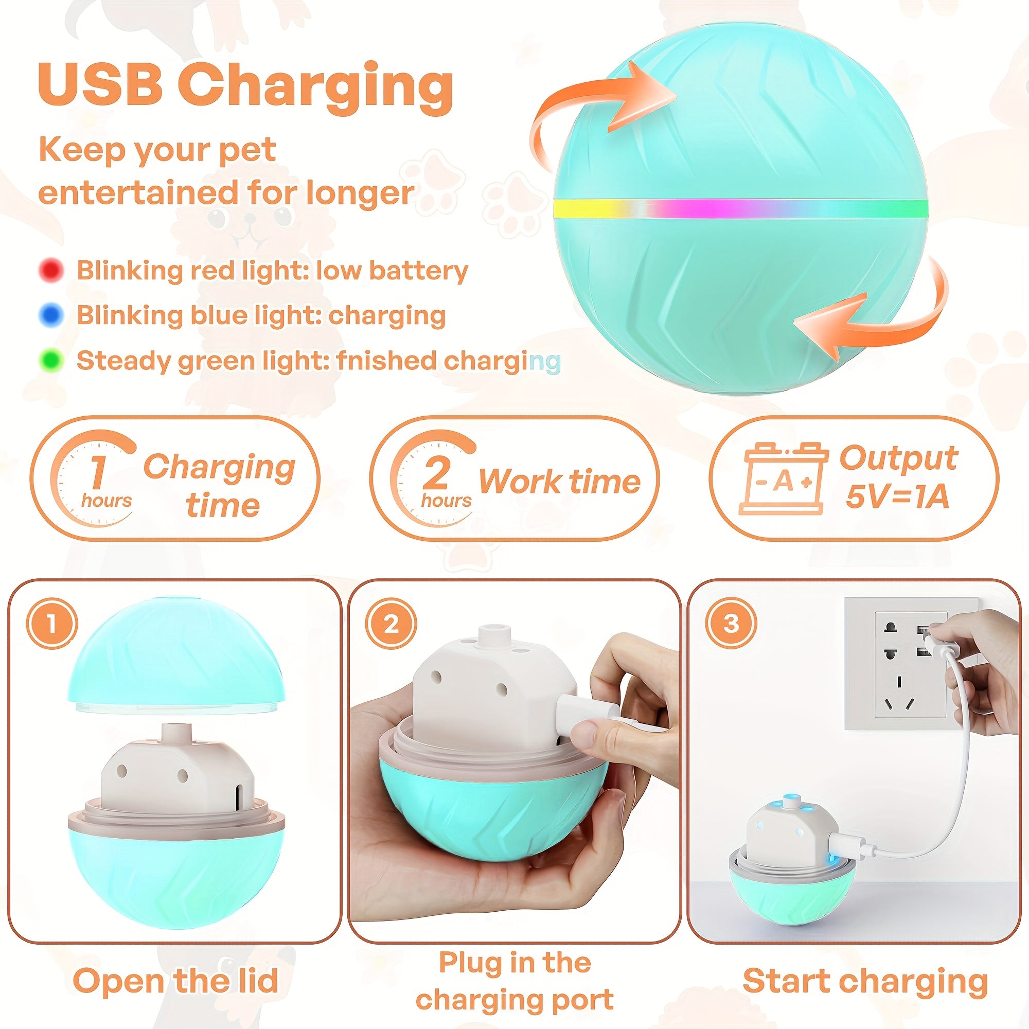 PetGravity™ Smart Motion Interactive Dog Ball – USB Rechargeable