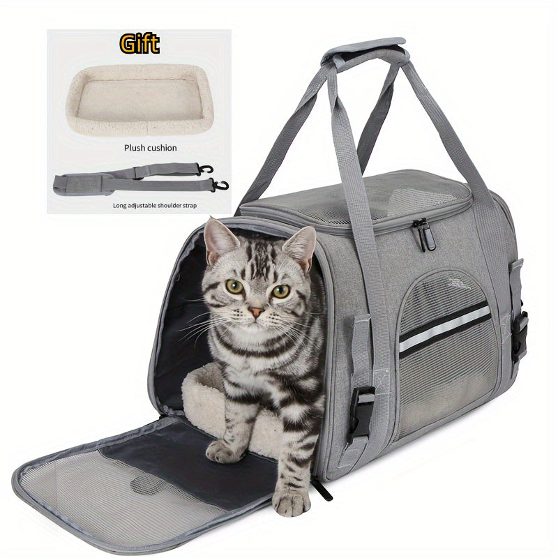 Portable Pet Bag, Four-sided Breathable Cat Bag With A Fur Mat, Can Be Used On The Suitcase, Single Shoulder Pet Bag, Collapsible Breathable Transparent Cat And Dog Bag
