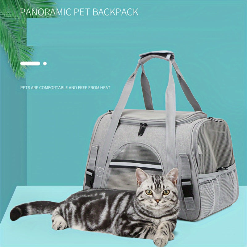 Portable Pet Bag, Four-sided Breathable Cat Bag With A Fur Mat, Can Be Used On The Suitcase, Single Shoulder Pet Bag, Collapsible Breathable Transparent Cat And Dog Bag