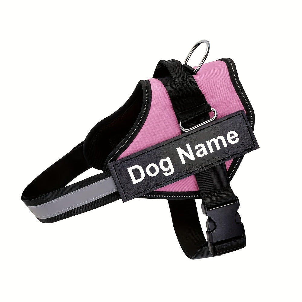 Customisable Reflective Dog Harness – Anti-Escape Adjustable Chest Vest with Personalised Name & Phone Patch