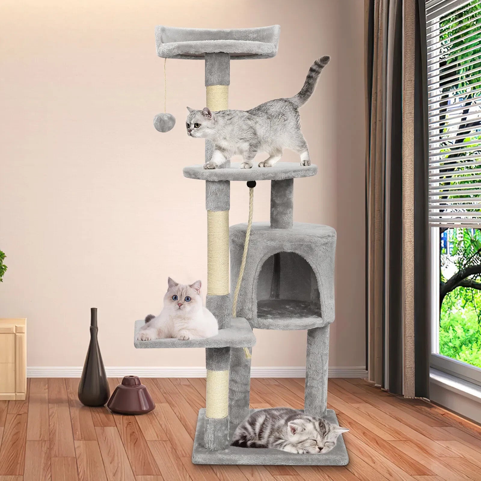 VertiLuxe Premium Multi-Level Cat Tree with Hammock, Hideouts & Scratching Posts