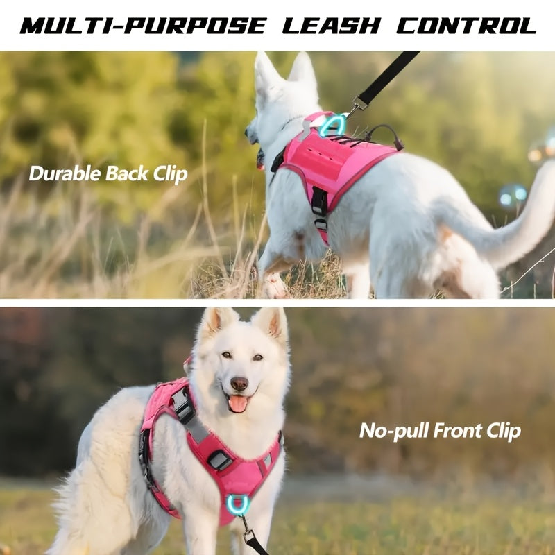 Tactical Dog Harness with Handle – Adjustable No-Pull Service Vest with Hook & Loop Panels