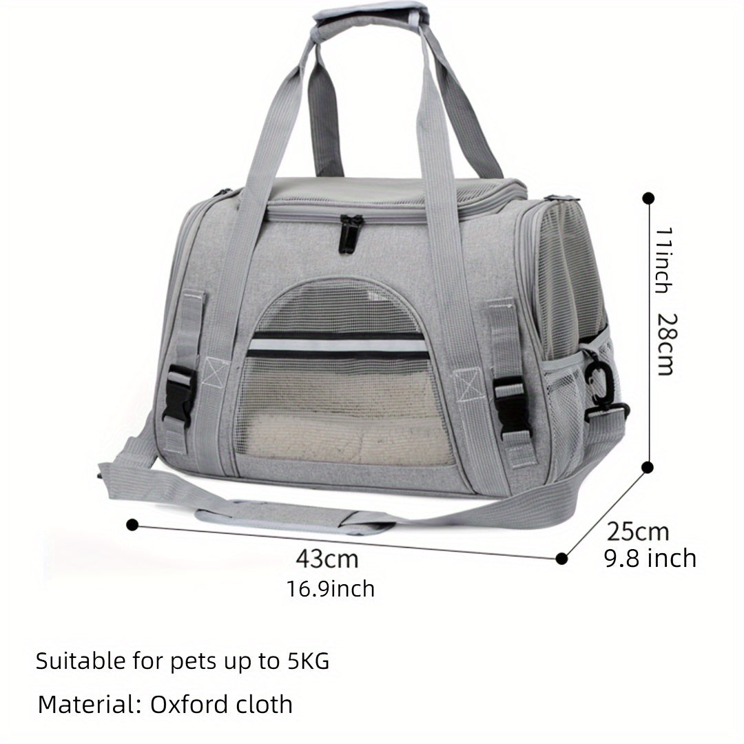 Portable Pet Bag, Four-sided Breathable Cat Bag With A Fur Mat, Can Be Used On The Suitcase, Single Shoulder Pet Bag, Collapsible Breathable Transparent Cat And Dog Bag