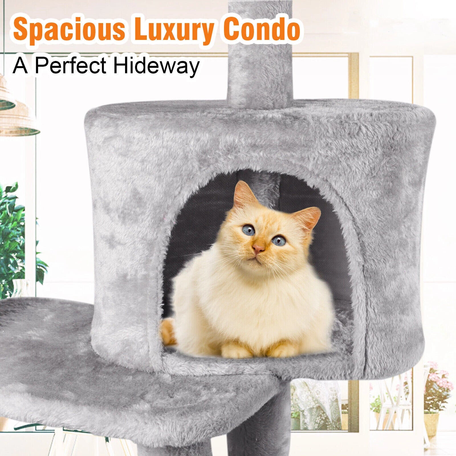 VertiLuxe Premium Multi-Level Cat Tree with Hammock, Hideouts & Scratching Posts