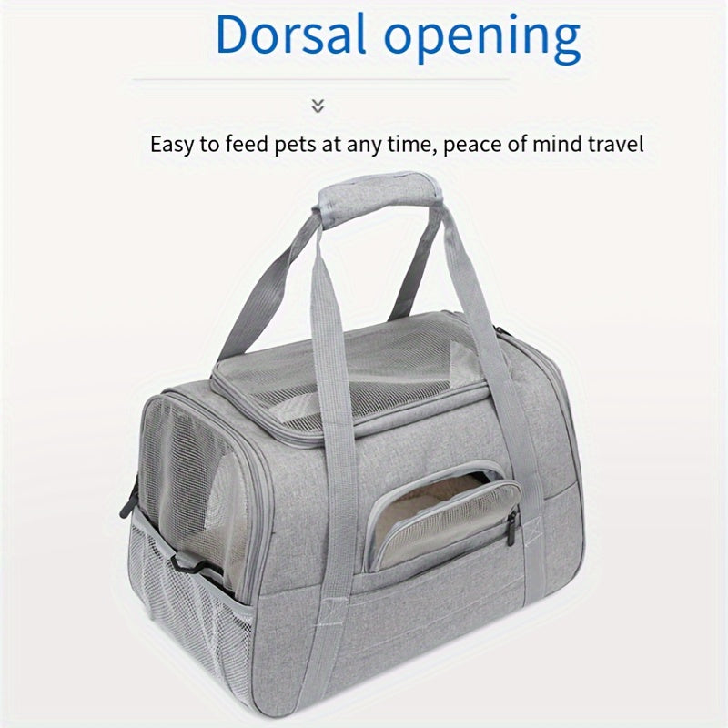 Portable Pet Bag, Four-sided Breathable Cat Bag With A Fur Mat, Can Be Used On The Suitcase, Single Shoulder Pet Bag, Collapsible Breathable Transparent Cat And Dog Bag