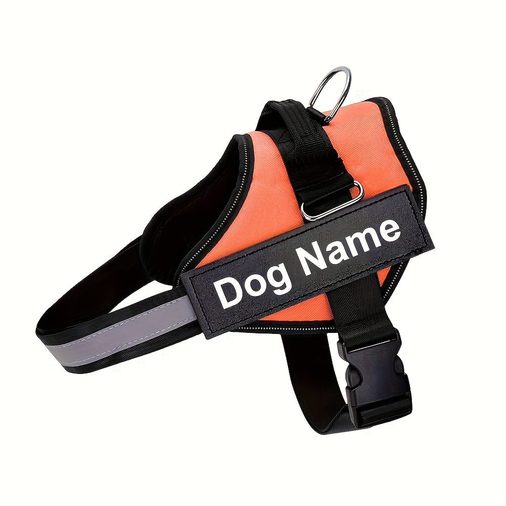 Customisable Reflective Dog Harness – Anti-Escape Adjustable Chest Vest with Personalised Name & Phone Patch