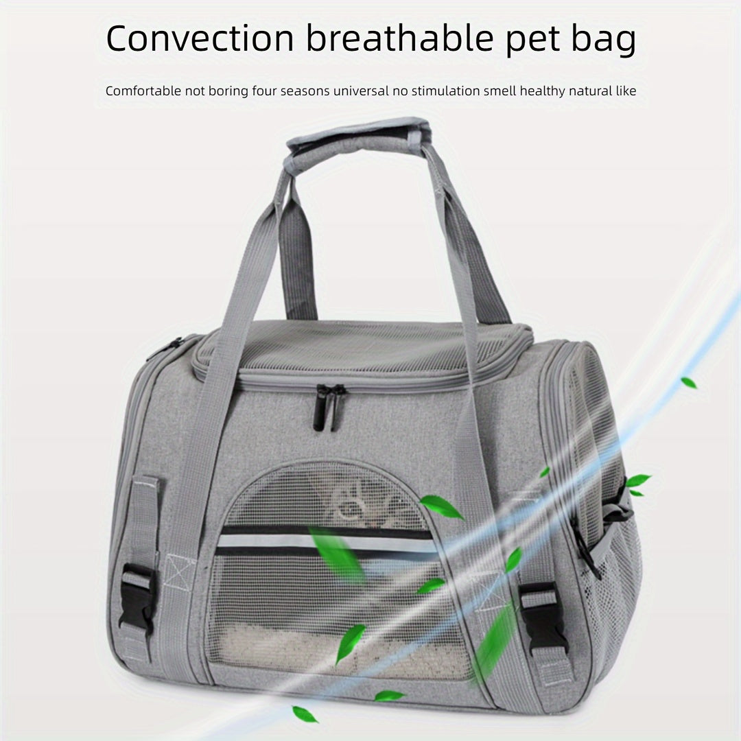 Portable Pet Bag, Four-sided Breathable Cat Bag With A Fur Mat, Can Be Used On The Suitcase, Single Shoulder Pet Bag, Collapsible Breathable Transparent Cat And Dog Bag