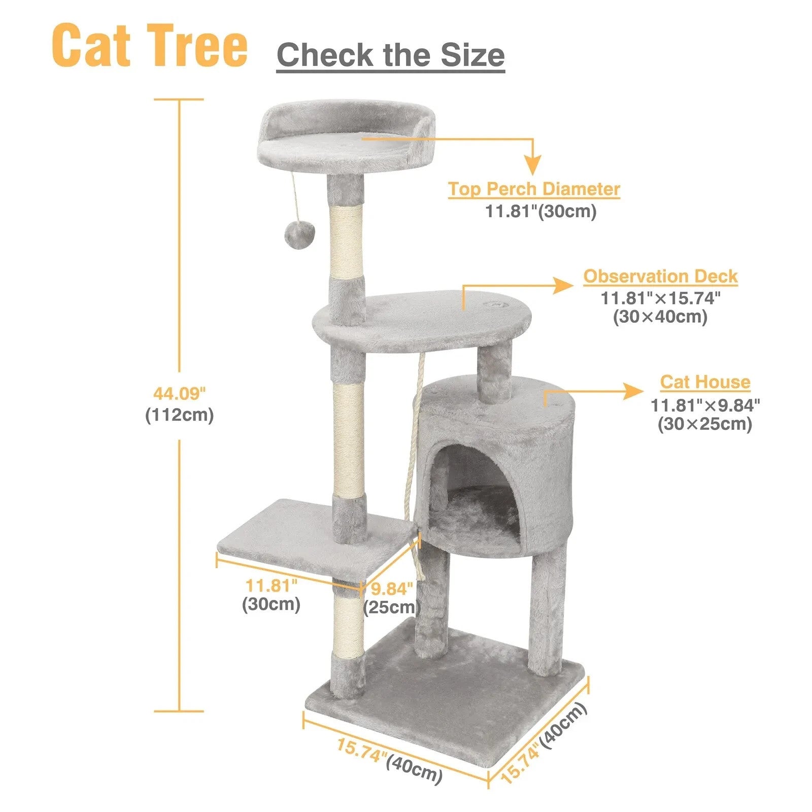 VertiLuxe Premium Multi-Level Cat Tree with Hammock, Hideouts & Scratching Posts