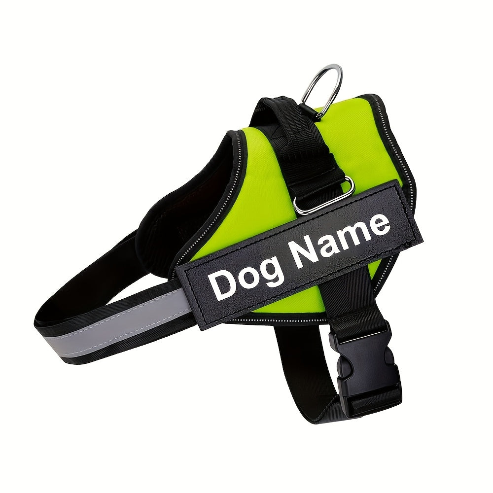 Customisable Reflective Dog Harness – Anti-Escape Adjustable Chest Vest with Personalised Name & Phone Patch