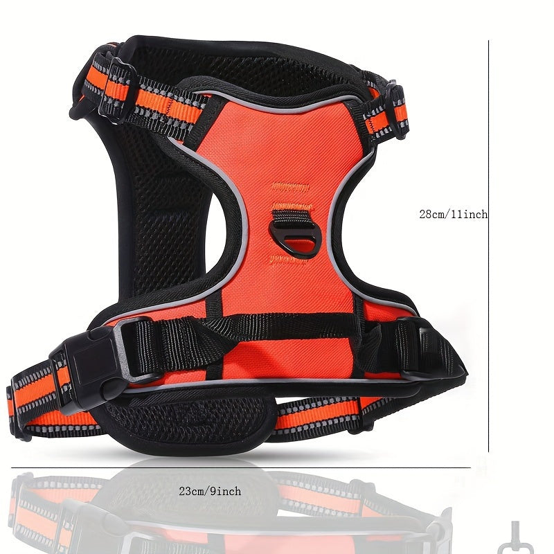 Reflective Dog Harness Set Adjustable No Pull Harness with Leash and Poop Bag Dispenser