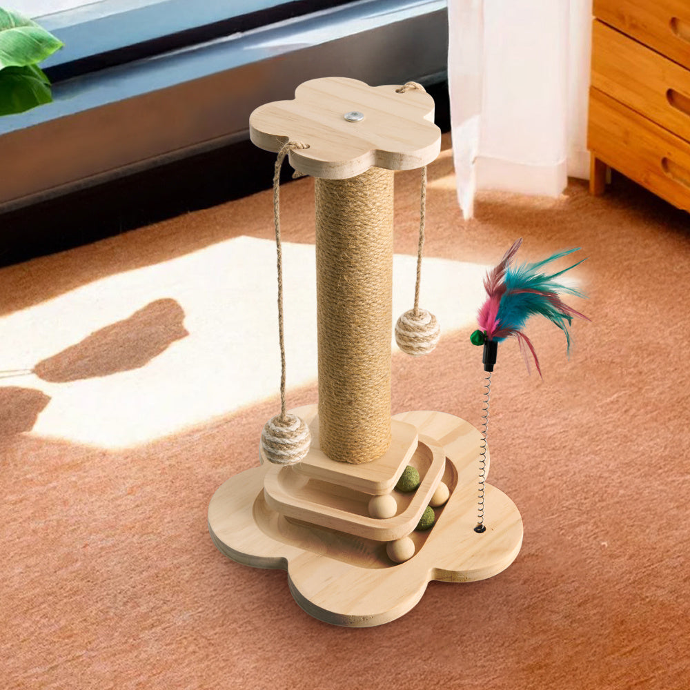 Space-Saving Sisal Rope Cat Toy – Natural Scratching & Play Enrichment