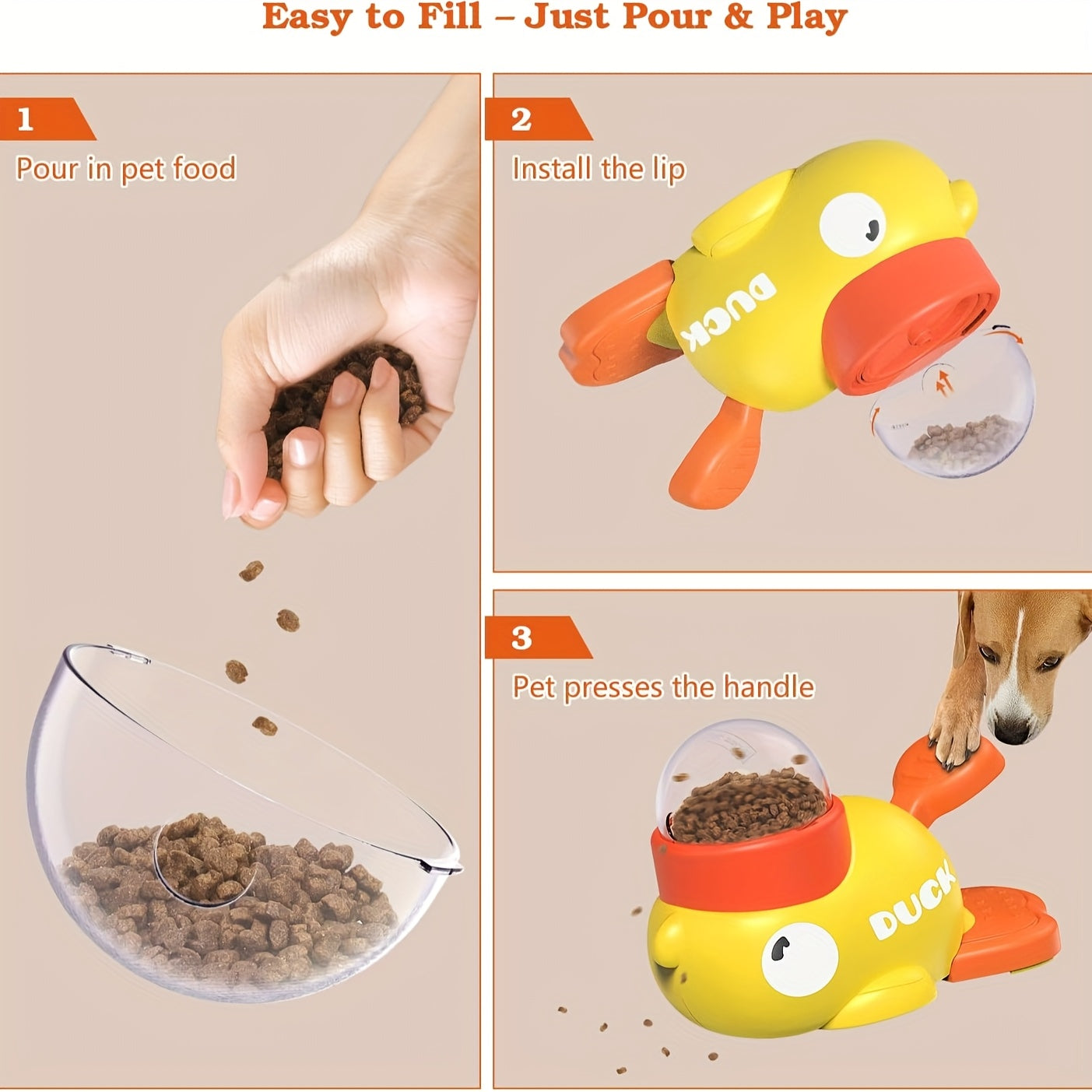 Interactive Duck Treat Dispenser Dog Toy – Slow Feeder Puzzle Toy
