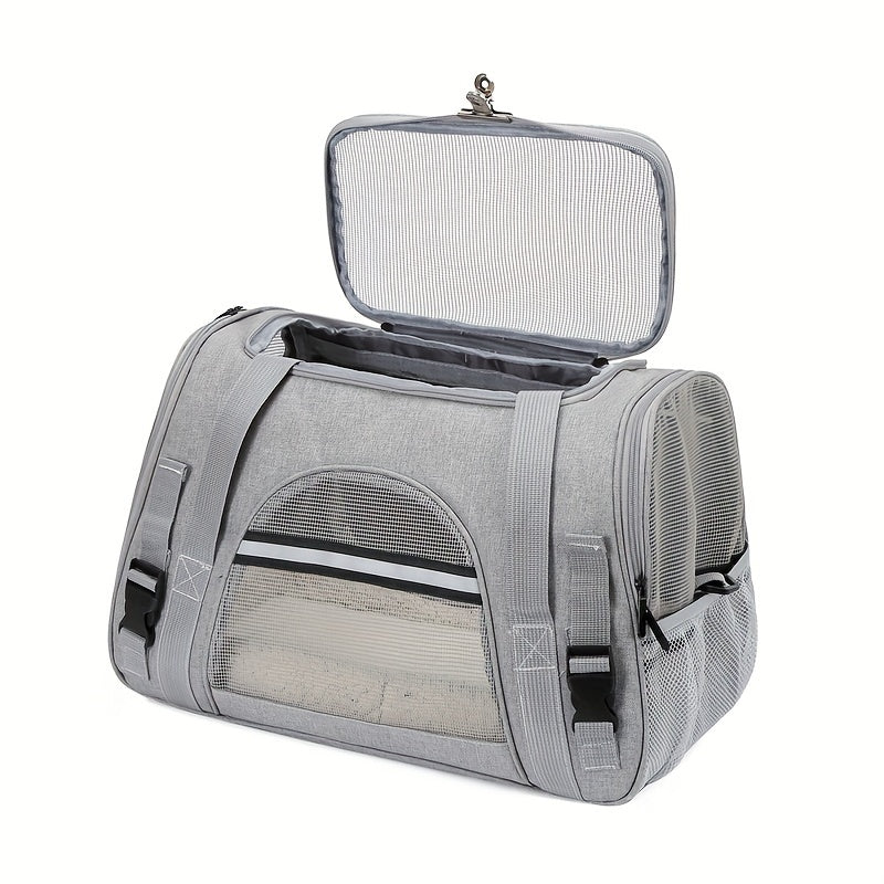 Portable Pet Bag, Four-sided Breathable Cat Bag With A Fur Mat, Can Be Used On The Suitcase, Single Shoulder Pet Bag, Collapsible Breathable Transparent Cat And Dog Bag