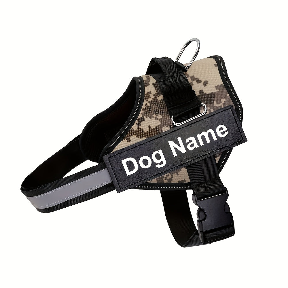Customisable Reflective Dog Harness – Anti-Escape Adjustable Chest Vest with Personalised Name & Phone Patch