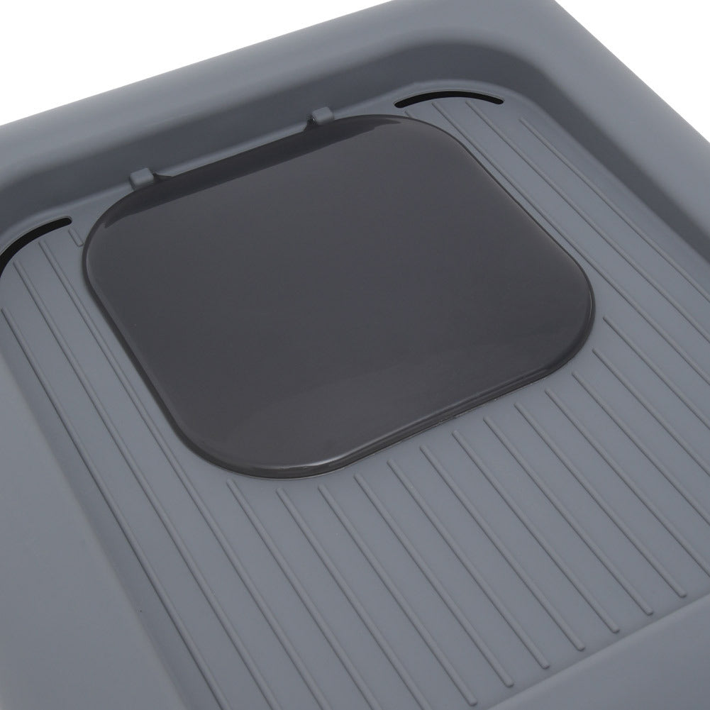“Foldable Hooded Cat Litter Box with Top Entry — Large Anti-Odor Tray, Easy-Clean Pull-Out Drawer & Scoop Included (Grey)”