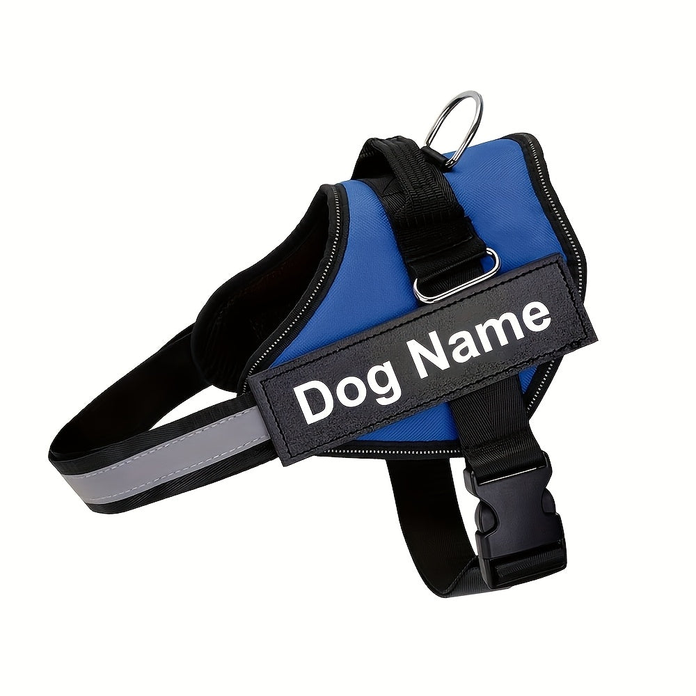 Customisable Reflective Dog Harness – Anti-Escape Adjustable Chest Vest with Personalised Name & Phone Patch