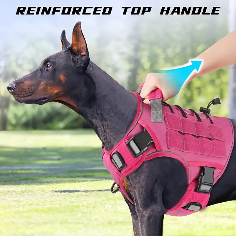 Tactical Dog Harness with Handle – Adjustable No-Pull Service Vest with Hook & Loop Panels