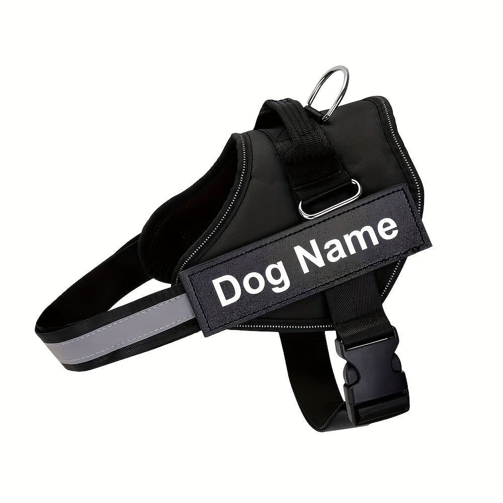 Customisable Reflective Dog Harness – Anti-Escape Adjustable Chest Vest with Personalised Name & Phone Patch