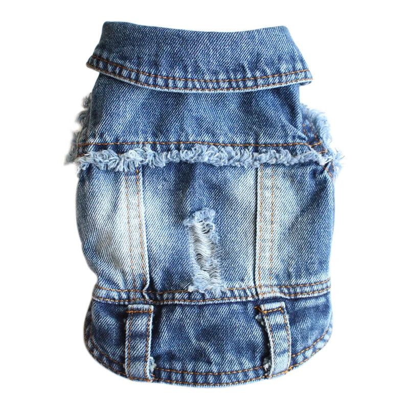 Denim Pet Jacket Stylish Cotton Coat for Cats and Small Dogs Vintage Outfit