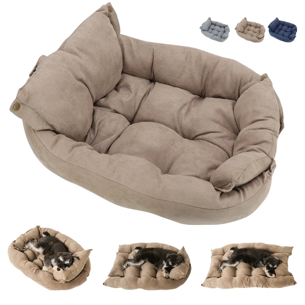 CloudNest 3-in-1 Luxury Dog & Cat Bed | Soft Washable Pet Sofa Mat | Bark & Whiskers