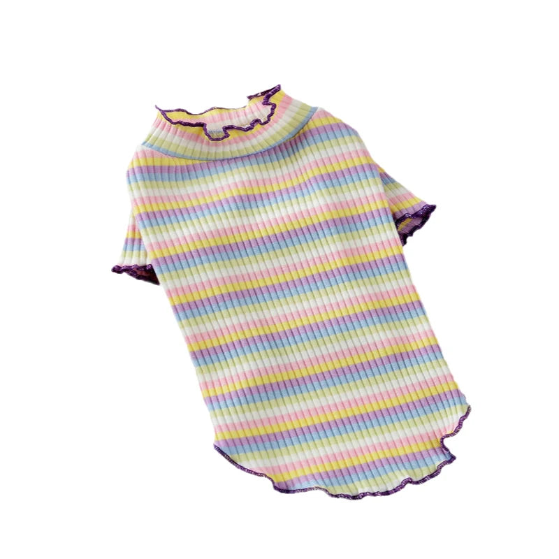 Colorful Stripe Cat Vest Shirt for Small Cats & Puppies – Cotton Pet Clothing