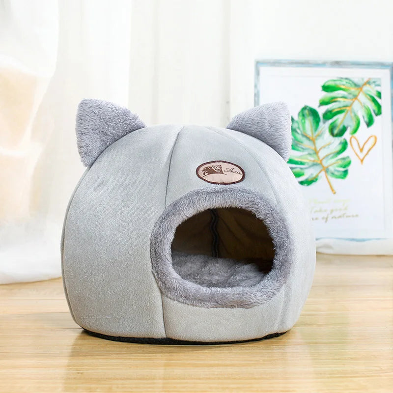 Cosy Cat Cave Bed  | Warm Soft Indoor Cat House for Cats & Small Dogs