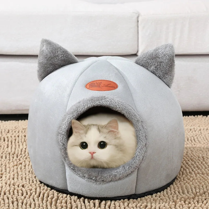 Cosy Cat Cave Bed  | Warm Soft Indoor Cat House for Cats & Small Dogs