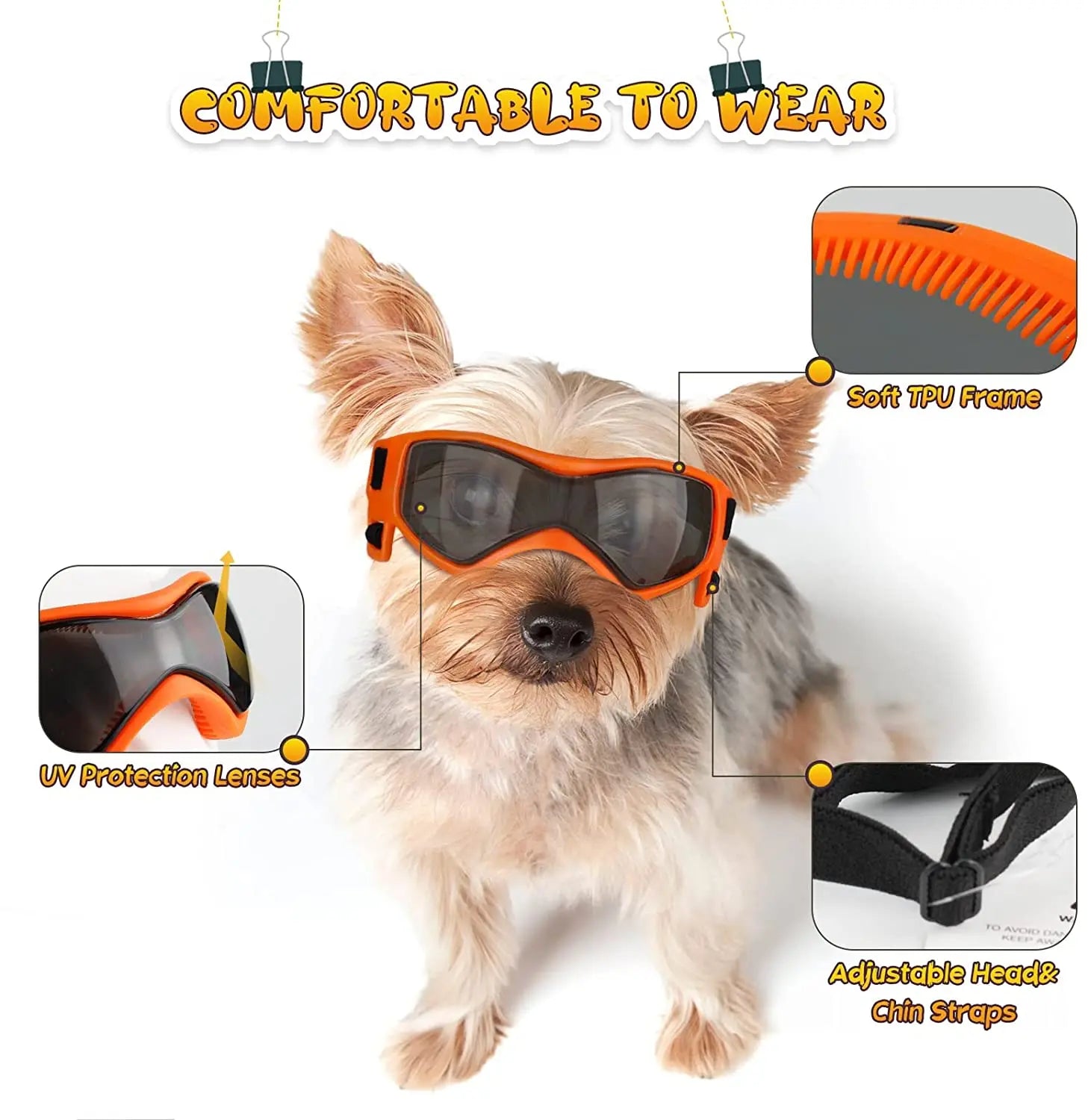 Dog Goggles Anti UV Adjustable Sunglasses for Small Medium Dogs Outdoor