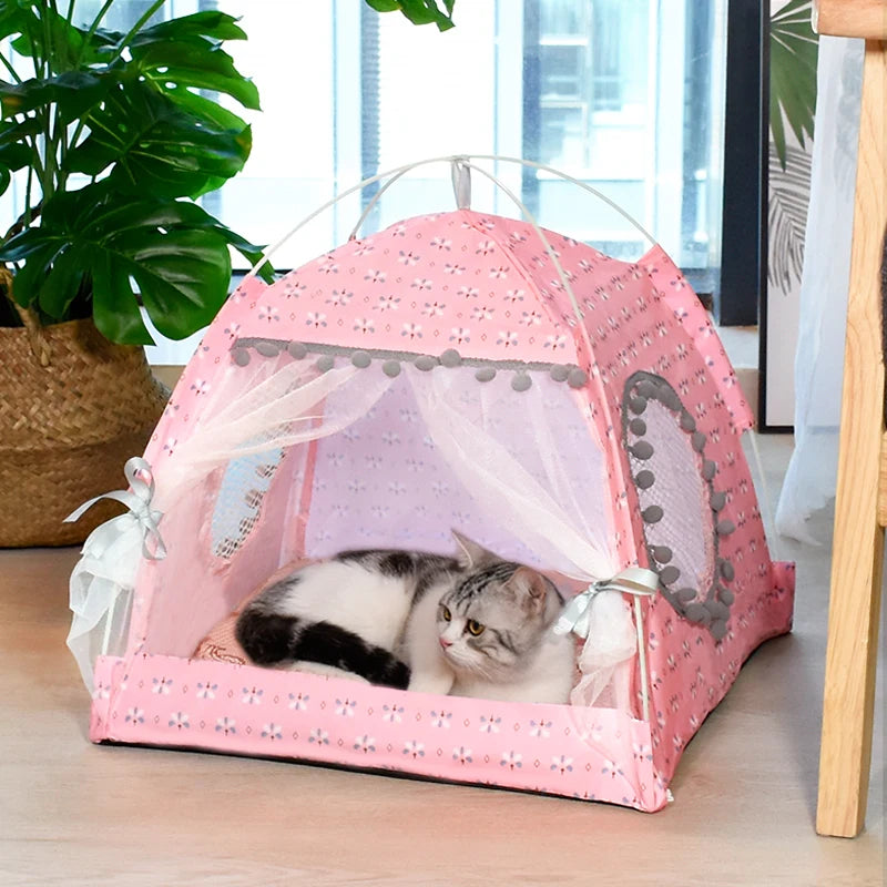 Flower Cat Tent Bed – Soft Cozy Cat House for Cats & Small Pets
