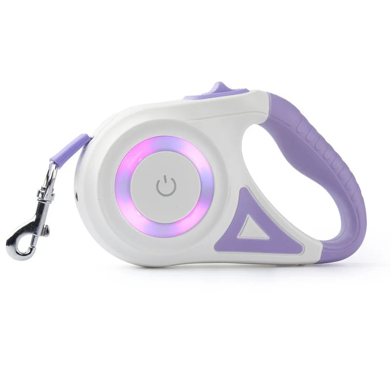 Retractable Dog Leash with LED Light – Durable Nylon Pet Lead