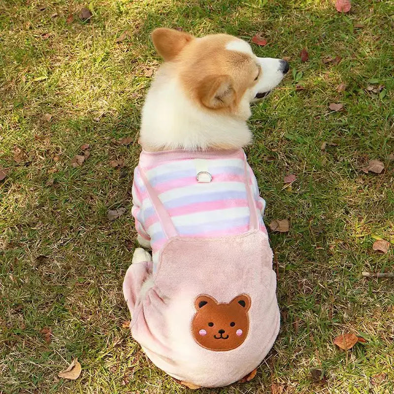 Winter Dog Fleece Jumpsuit Warm Pet Clothes with Leash Ring for Small Medium Large Dogs