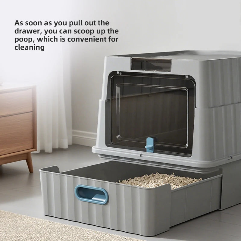 Extra Large Enclosed Cat Litter Box Anti Splash Easy Clean Odor Control Cat Toilet