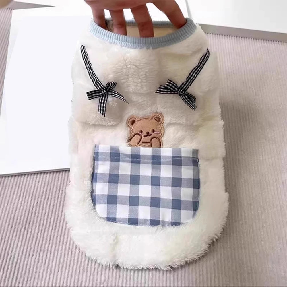 Cozy Plush Pet Vest Warm Fleece Sleeveless Coat for Small Dogs and Cats Winter Outfit