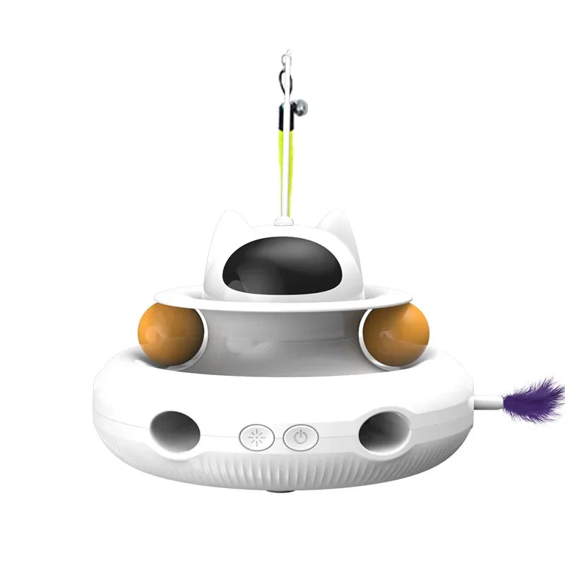4-in-1 Interactive Cat Laser Toy with Feather & Track Ball – Automatic Smart Toy for Indoor Cats