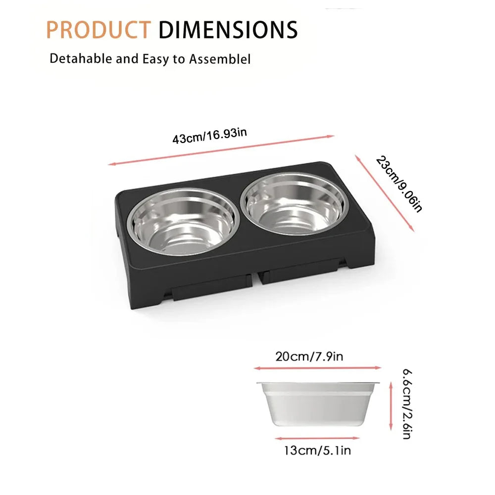 Adjustable Elevated Dog Bowls | Raised Feeder with Stainless Steel Bowls | Bark & Whiskers