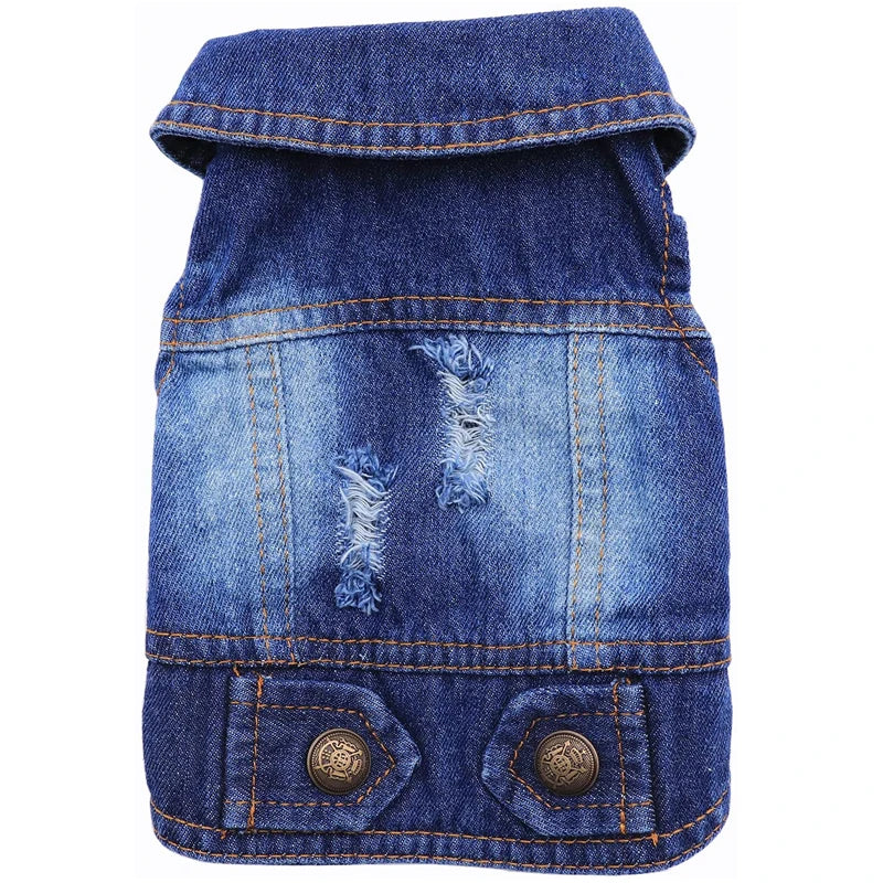Denim Pet Jacket Stylish Cotton Coat for Cats and Small Dogs Vintage Outfit