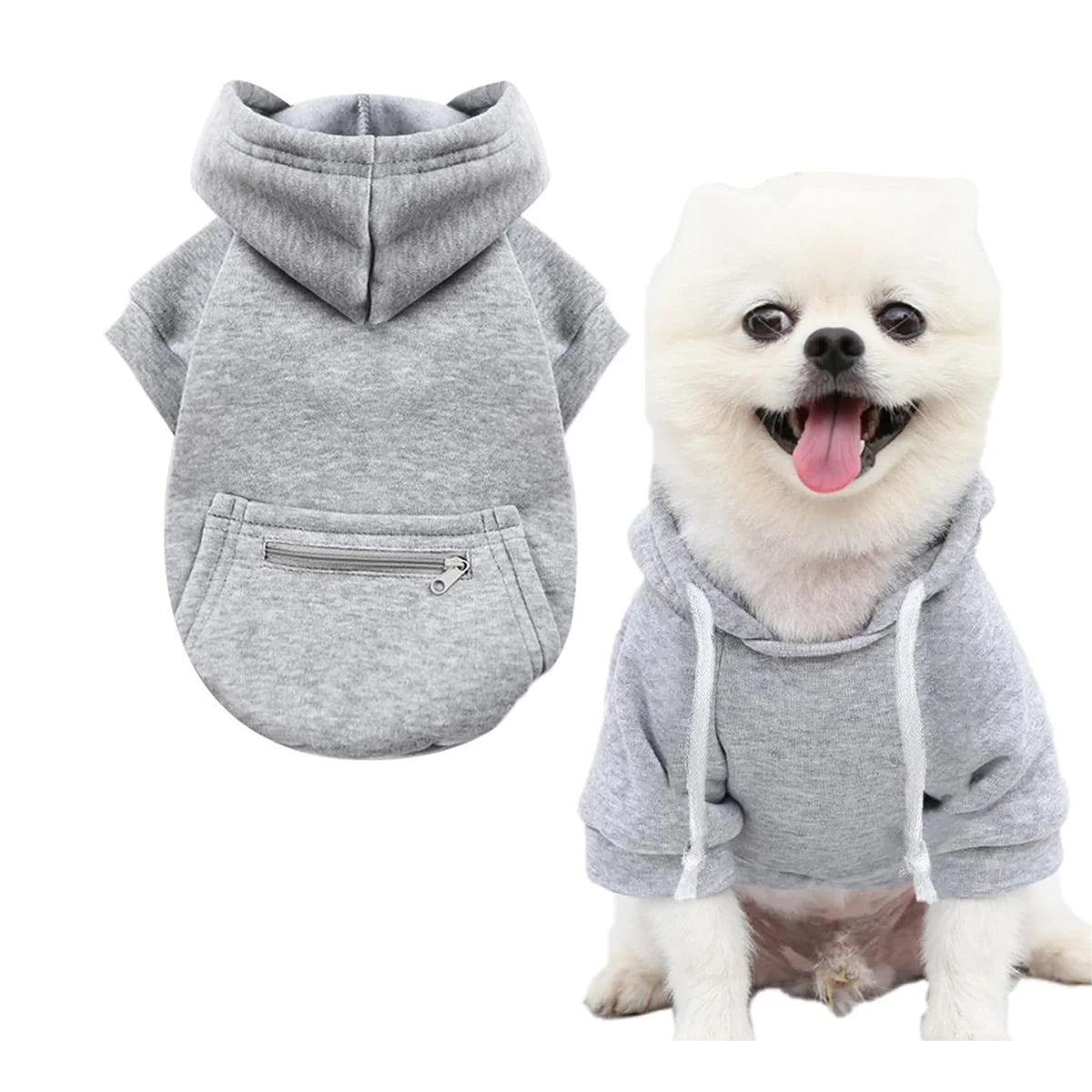 Dog Hoodie with Pocket Warm Fleece Zipper Jacket for Small Medium Dogs