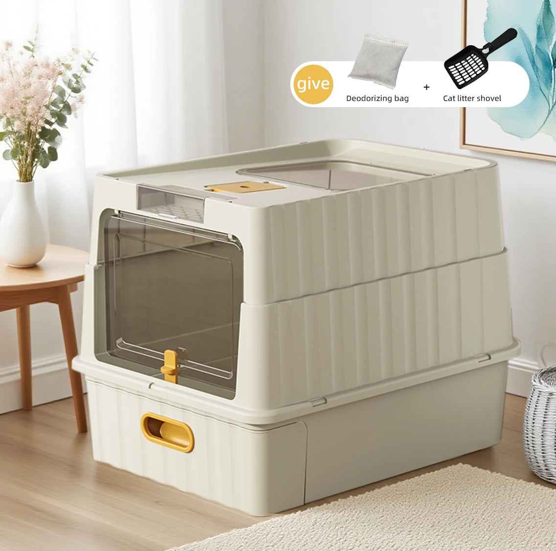 Extra Large Enclosed Cat Litter Box Anti Splash Easy Clean Odor Control Cat Toilet