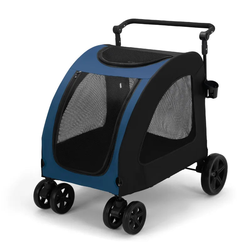 Foldable Dog Stroller Wagon for Large Dogs Convertible Pet Cart with Mesh Ventilation