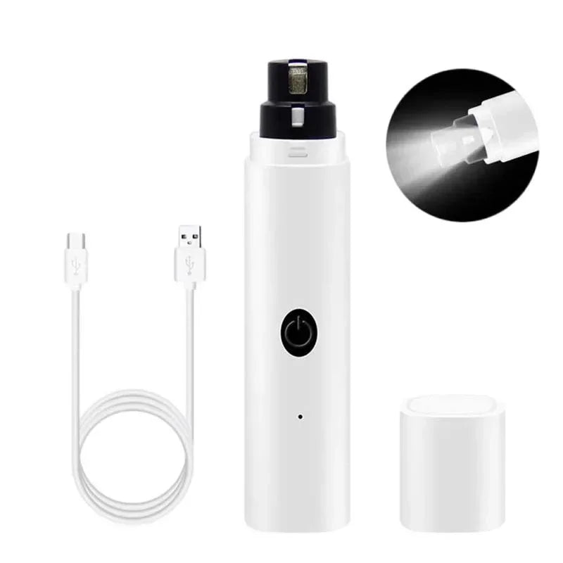 USB Dog Nail Grinder with LED Light – Quiet Rechargeable Pet Nail Trimmer