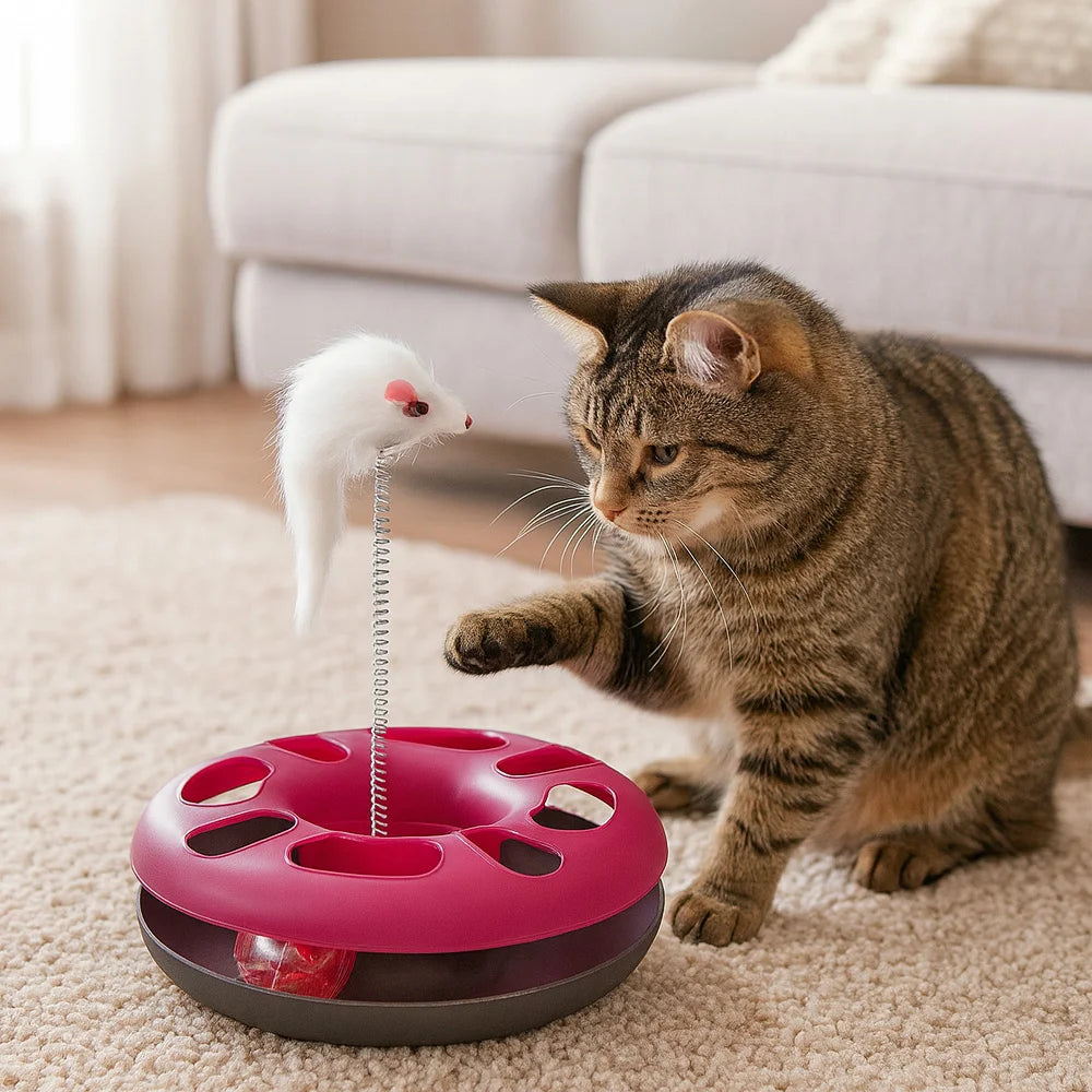 3-in-1 Interactive Cat Toy | Ball, Mouse & Disc Play Toy