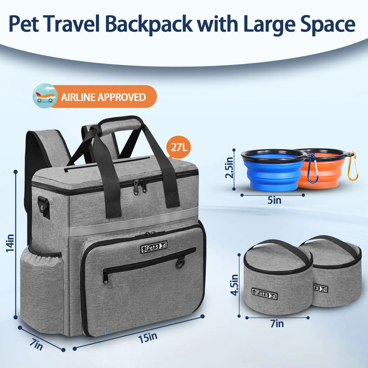 Dog Travel Bag – 27L Pet Travel Organiser with Bowls & Food Bags