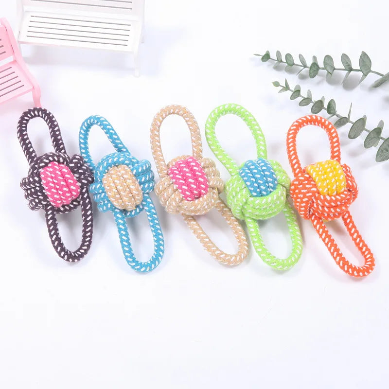 Cotton Rope Dog Chew Toy Interactive Dental Cleaning Toy for Small Medium Large Dogs