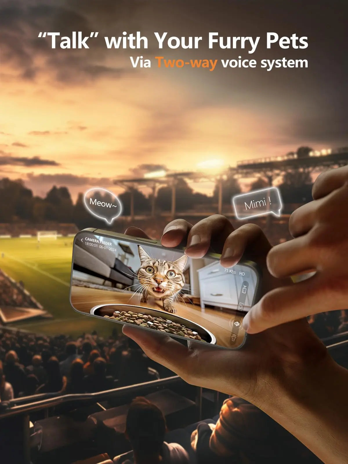 Automatic Cat Feeder with Camera & WiFi App Control – Smart Pet Food Dispenser